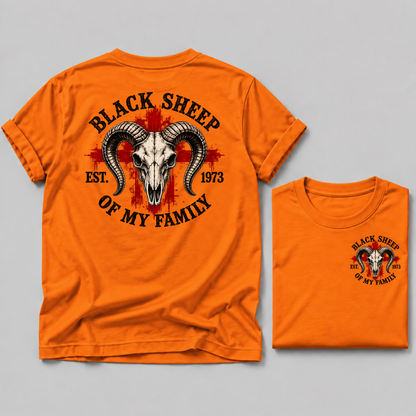"Black Sheep" Of My Family Vintage Ram Skull Custom EST Year T Shirt