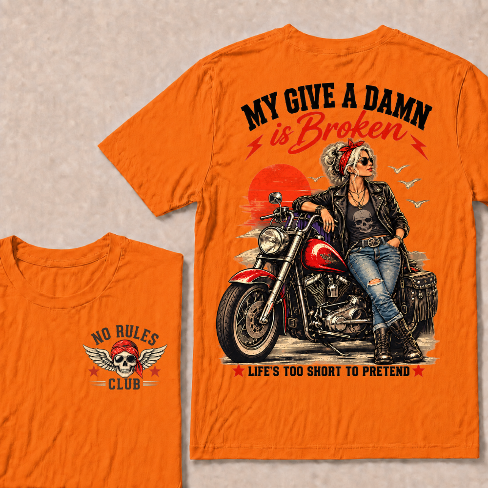 My Give A Damn Is Broken Retro Motorcycle Lady Full Collection T-Shirts