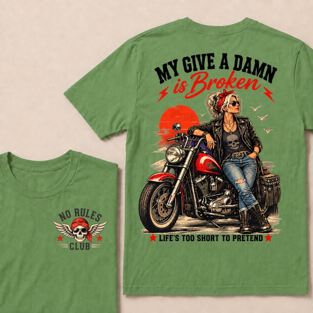 My Give A Damn Is Broken Retro Motorcycle Lady Full Collection T-Shirts