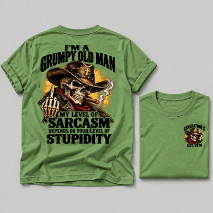 I'm A Grumpy Old Man My Level Of Sarcasm Depends On Your Level Of Stupidity Generation X EST. Custom Year T-Shirt