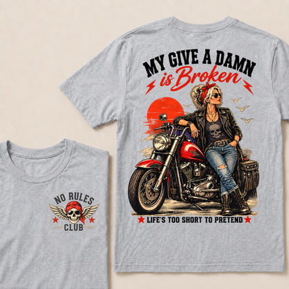 My Give A Damn Is Broken Retro Motorcycle Lady Full Collection T-Shirts