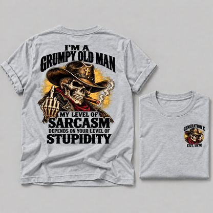 I'm A Grumpy Old Man My Level Of Sarcasm Depends On Your Level Of Stupidity Generation X EST. Custom Year T-Shirt