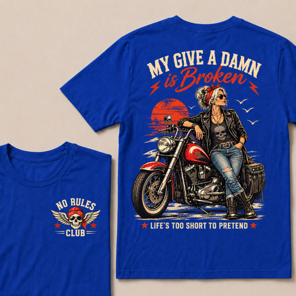 My Give A Damn Is Broken Retro Motorcycle Lady Full Collection T-Shirts