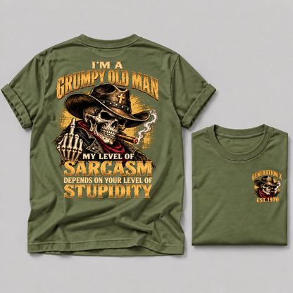I'm A Grumpy Old Man My Level Of Sarcasm Depends On Your Level Of Stupidity Generation X EST. Custom Year T-Shirt