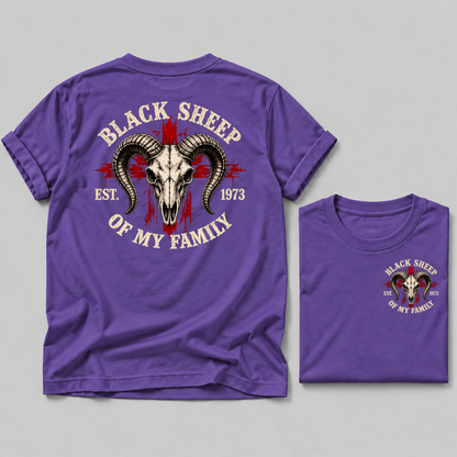 "Black Sheep" Of My Family Vintage Ram Skull Custom EST Year T Shirt