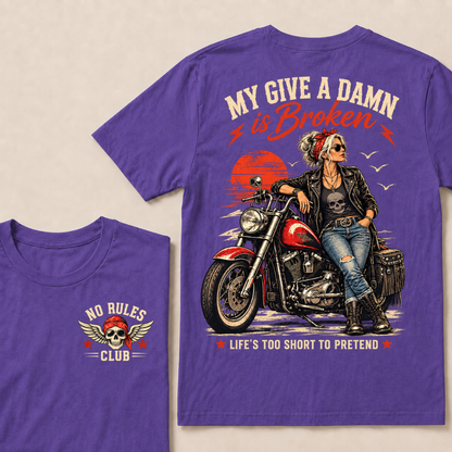 My Give A Damn Is Broken Retro Motorcycle Lady Full Collection T-Shirts