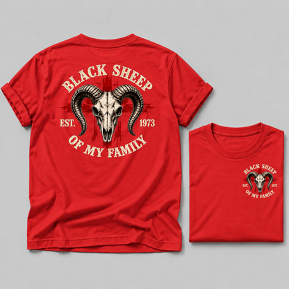 "Black Sheep" Of My Family Vintage Ram Skull Custom EST Year T Shirt