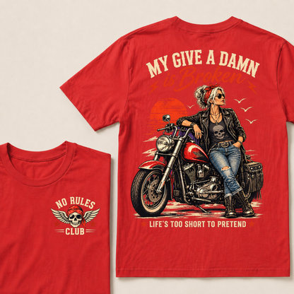 My Give A Damn Is Broken Retro Motorcycle Lady Full Collection T-Shirts
