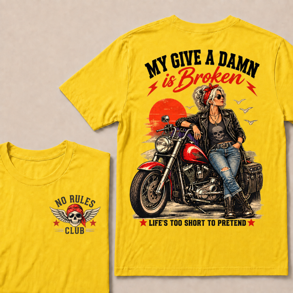 My Give A Damn Is Broken Retro Motorcycle Lady Full Collection T-Shirts