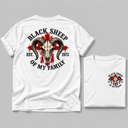 "Black Sheep" Of My Family Vintage Ram Skull Custom EST Year T Shirt