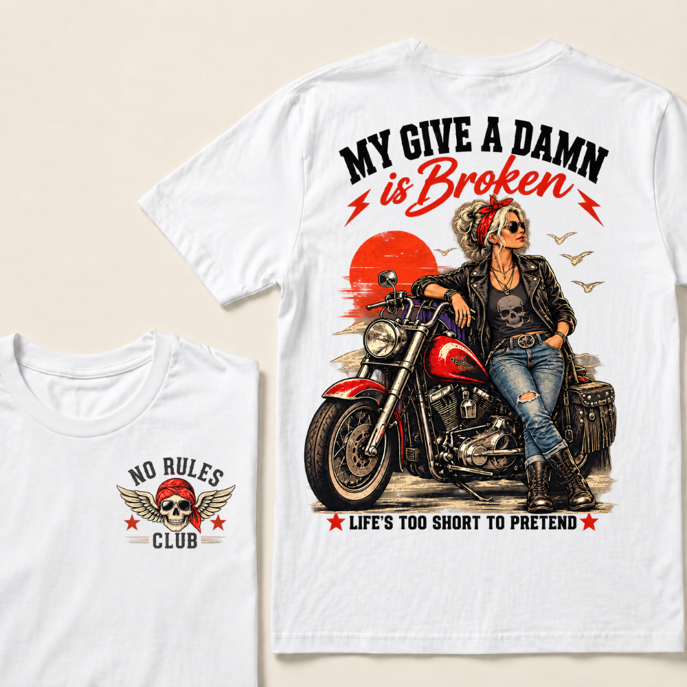 My Give A Damn Is Broken Retro Motorcycle Lady Full Collection T-Shirts