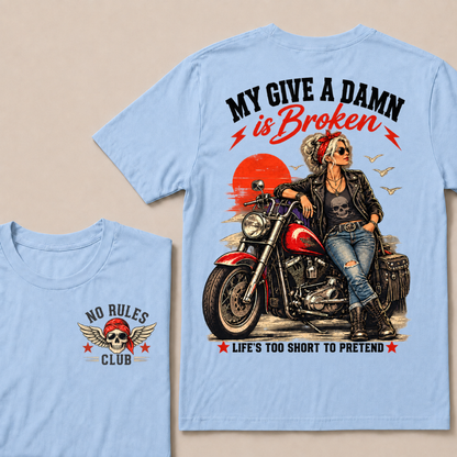 My Give A Damn Is Broken Retro Motorcycle Lady Full Collection T-Shirts