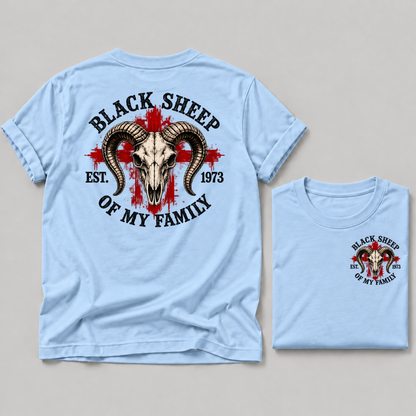 "Black Sheep" Of My Family Vintage Ram Skull Custom EST Year T Shirt