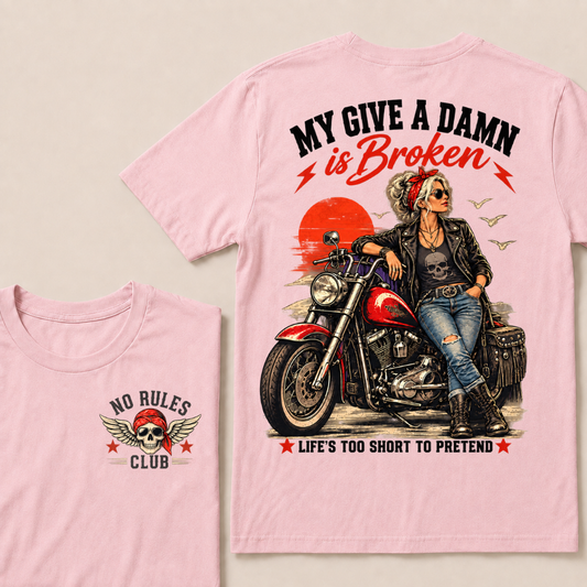 My Give A Damn Is Broken Retro Motorcycle Lady Full Collection T-Shirts