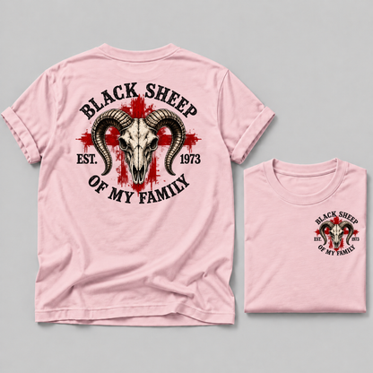 "Black Sheep" Of My Family Vintage Ram Skull Custom EST Year T Shirt