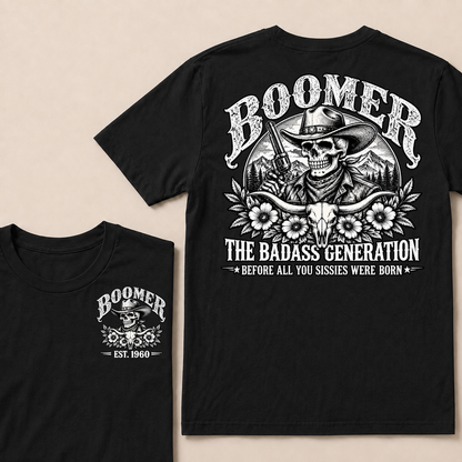 Boomer The Badass Generation Before All You Sissies Were Born T-Shirt | Custom EST Year